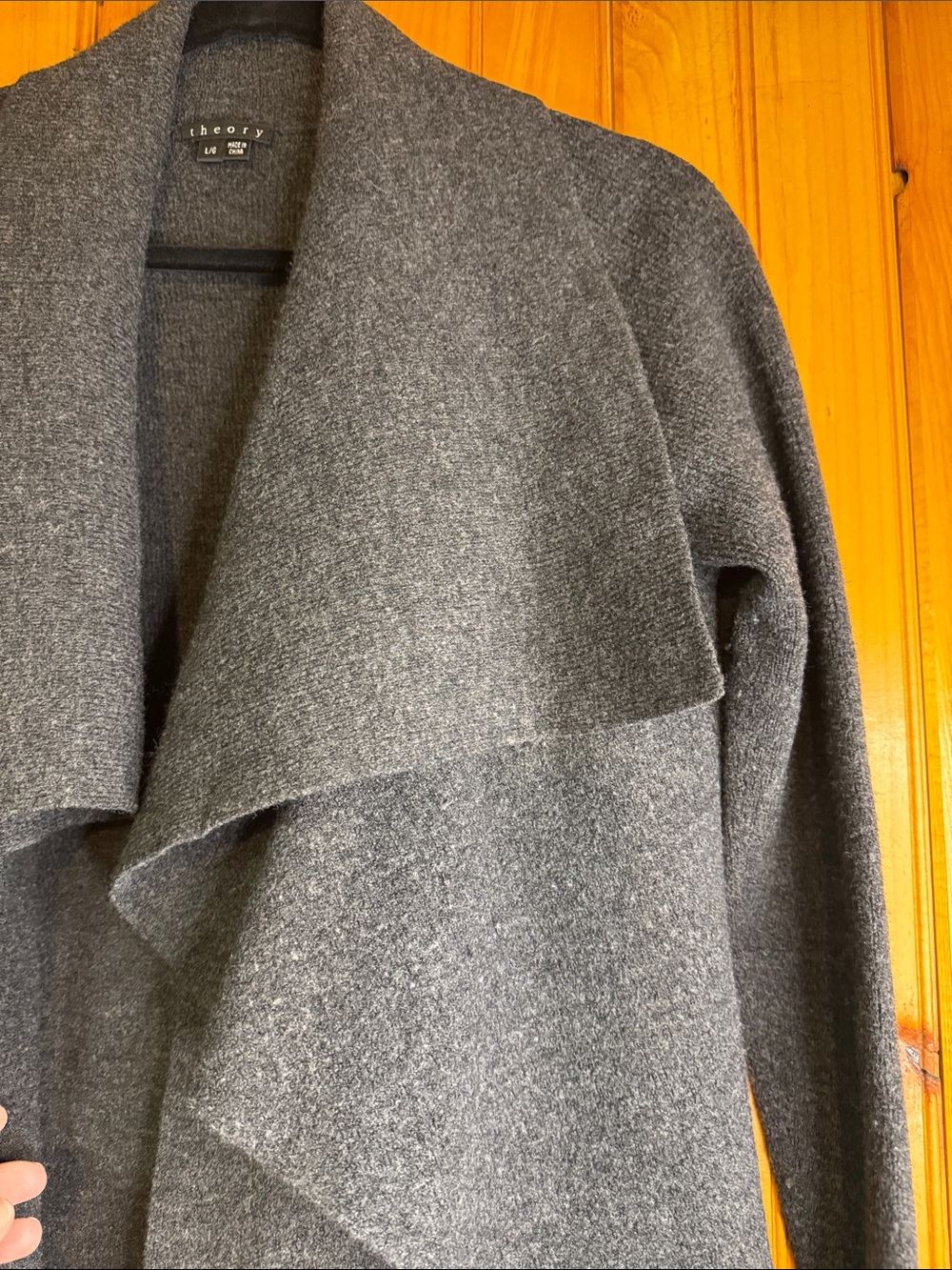 Theory Charcoal Gray Draped Open Cardigan - Picture 8 of 10